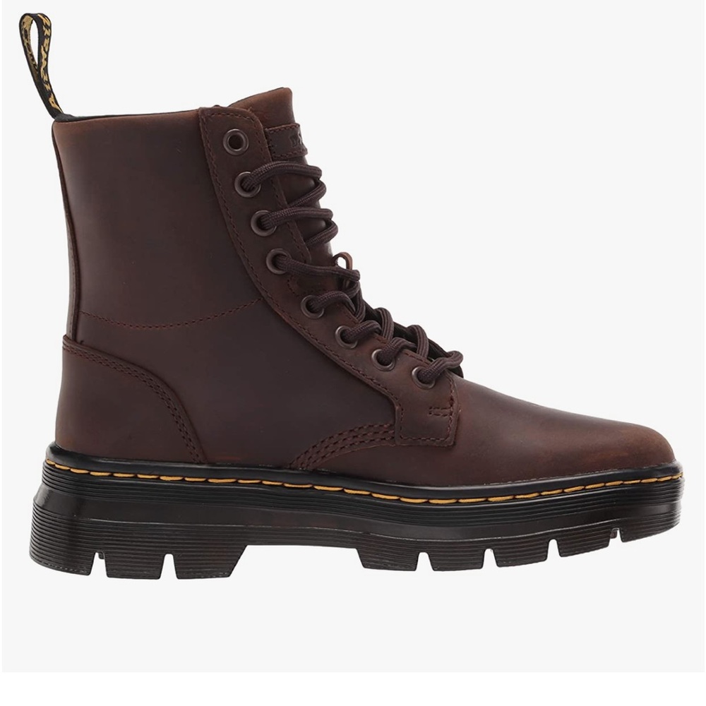 Dr. Martens unisex leather combat boots. Men’s size 10 women’s size 11.